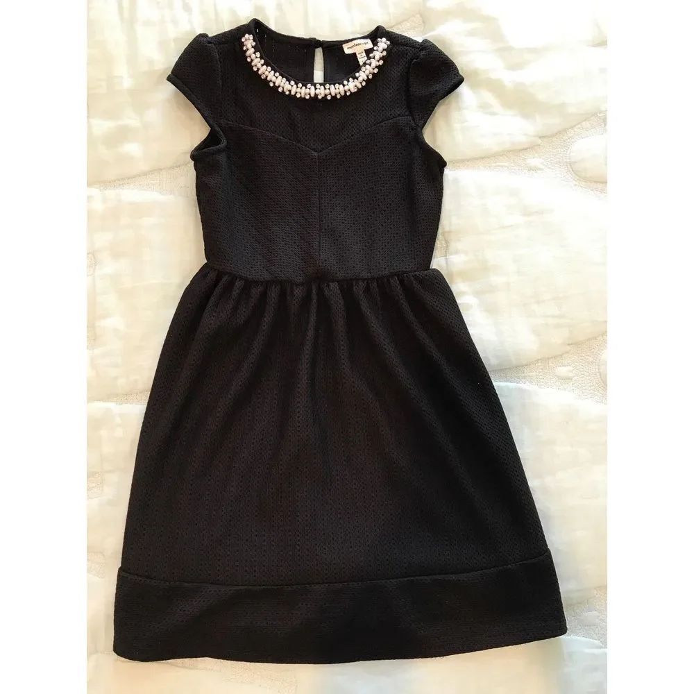 Monteau Girl Black Pearl Breakfast at Tiffany Dress Costume Party Sz 7 Halloween